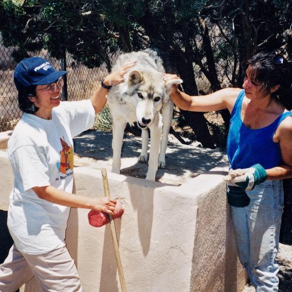 Brigade volunteers comply with supervisor request for pets, 2002.