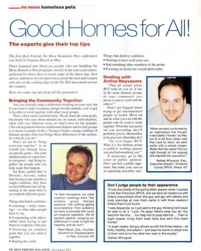 Good Homes For All article from the Best Friends magazine