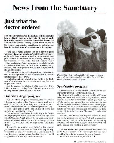 March 1994 Sanctuary News article