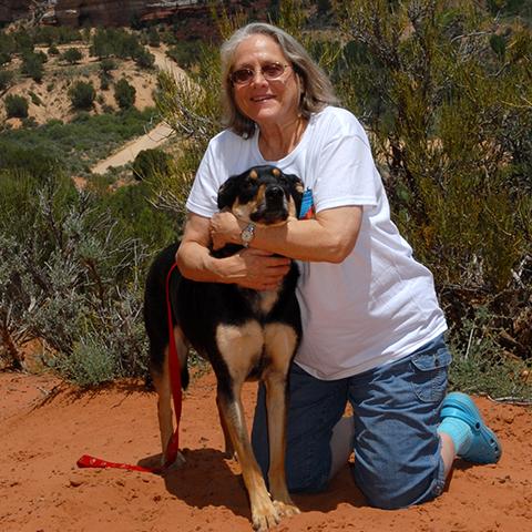Claire Ives with a dog