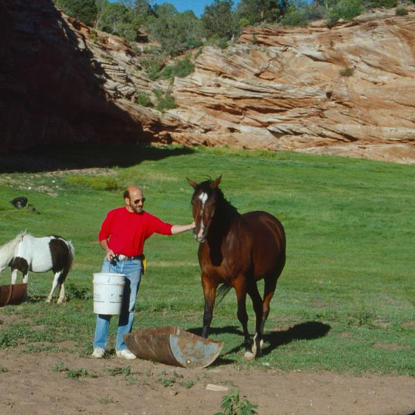 Co-Founder Francis Battista with horse True and Two Bits the pony.