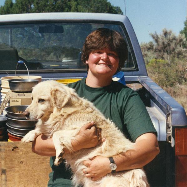 Co-founder Carragh Maloney, daughter of Faith Maloney, with her dog DustyAnna on their meal delivery rounds.