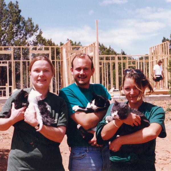 Co-Founders Vivian Ebbs and Judah Battista with Kathy Urpani in front of the future Benton’s House.