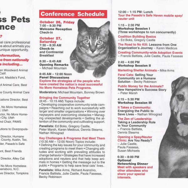 Schedule for the second No More Homeless Pets Conference.