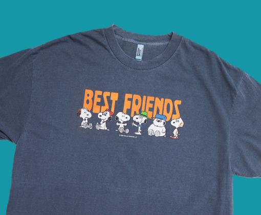 Gray tee with Best 金刚生态国际综合游戏彩票娱乐平台® Friends words and Peanuts characters