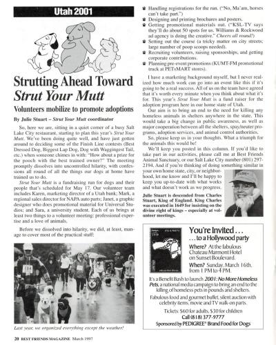 "Strutting Ahead Toward Strut Your Mutt" 1997 Magazine article