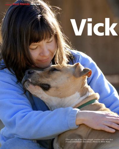 Vicktory dogs article from Best Friends magazine