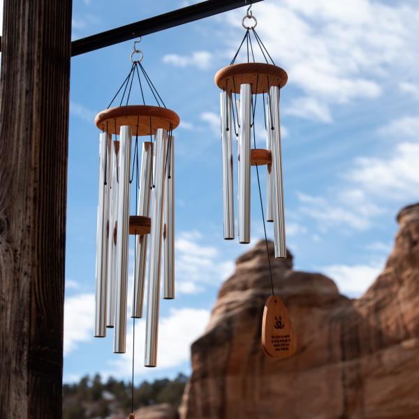Wind chimes at Angels Rest softly echo in memory of beloved pets