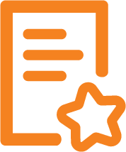 Icon depicting a piece of paper with a star on it